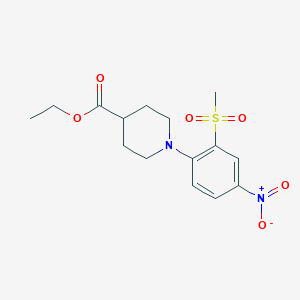 molecular formula C15H20N2O6S B1328675 Ethyl 1-[2-(methylsulphonyl)-4-nitrophenyl]piperidine-4-carboxylate CAS No. 951625-05-1