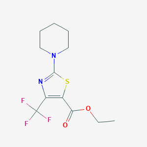 molecular formula C12H15F3N2O2S B1328677 Ethyl 2-(piperidin-1-yl)-4-trifluoromethyl-1,3-thiazole-5-carboxylate CAS No. 1000339-76-3