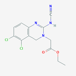 molecular formula C13H12Cl2N4O2 B132868 Ethyl 2-[5,6-dichloro-2-(cyanoamino)-4H-quinazolin-3-yl]acetate CAS No. 146374-56-3