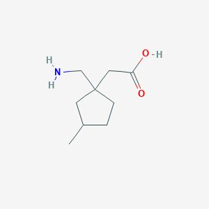molecular formula C9H17NO2 B13286827 2-[1-(Aminomethyl)-3-methylcyclopentyl]acetic acid 