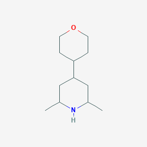 molecular formula C12H23NO B13286841 2,6-Dimethyl-4-(oxan-4-yl)piperidine 