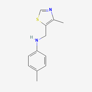 molecular formula C12H14N2S B13286870 4-methyl-N-[(4-methyl-1,3-thiazol-5-yl)methyl]aniline 