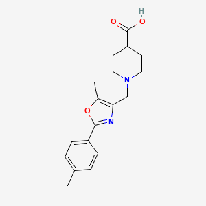 molecular formula C18H22N2O3 B1328694 1-{[5-Methyl-2-(4-methylphenyl)-1,3-oxazol-4-YL]-methyl}piperidine-4-carboxylic acid CAS No. 1119451-22-7