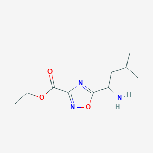 molecular formula C10H17N3O3 B13287273 Ethyl 5-(1-amino-3-methylbutyl)-1,2,4-oxadiazole-3-carboxylate 