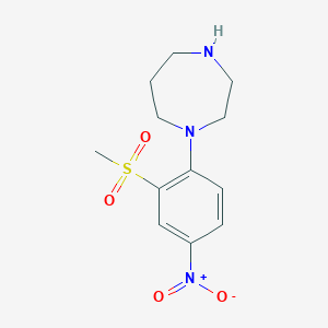 molecular formula C12H17N3O4S B1328732 1-(2-(Methylsulfonyl)-4-nitrophenyl)-1,4-diazepane CAS No. 951624-89-8