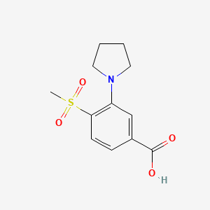 molecular formula C12H15NO4S B1328738 4-Methylsulfonyl-3-(pyrrolidin-1-yl)benzoic acid CAS No. 1000018-48-3