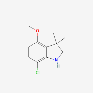 molecular formula C11H14ClNO B13287497 7-chloro-4-methoxy-3,3-dimethyl-2,3-dihydro-1H-indole 