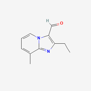 molecular formula C11H12N2O B13287554 2-Ethyl-8-methylimidazo[1,2-a]pyridine-3-carbaldehyde 
