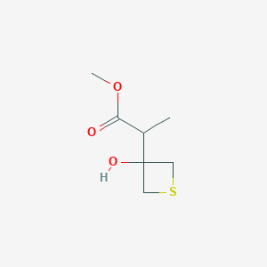 molecular formula C7H12O3S B13288036 Methyl 2-(3-hydroxythietan-3-yl)propanoate 
