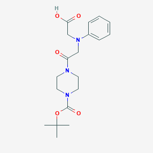 molecular formula C19H27N3O5 B1328815 [{2-[4-(Tert-butoxycarbonyl)piperazin-1-yl]-2-oxoethyl}(phenyl)amino]acetic acid CAS No. 1142211-82-2