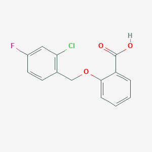 molecular formula C14H10ClFO3 B1328840 2-[(2-Chloro-4-fluorobenzyl)oxy]benzoic acid CAS No. 1019348-55-0