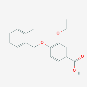 molecular formula C17H18O4 B1328842 3-Ethoxy-4-[(2-methylbenzyl)oxy]benzoic acid CAS No. 1019123-36-4