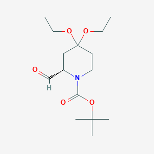 molecular formula C15H27NO5 B1328864 叔丁基 (2S)-4,4-二乙氧基-2-甲酰基哌啶-1-羧酸酯 CAS No. 1212152-15-2
