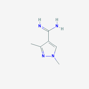 molecular formula C6H10N4 B13288955 1,3-dimethyl-1H-pyrazole-4-carboximidamide 
