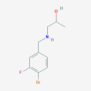 molecular formula C10H13BrFNO B13289098 1-{[(4-Bromo-3-fluorophenyl)methyl]amino}propan-2-ol 