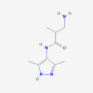 molecular formula C9H16N4O B13289224 3-amino-N-(3,5-dimethyl-1H-pyrazol-4-yl)-2-methylpropanamide 