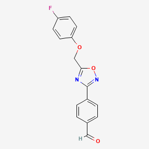 molecular formula C16H11FN2O3 B1328947 4-{5-[(4-Fluorophenoxy)methyl]-1,2,4-oxadiazol-3-yl}benzaldehyde CAS No. 1119450-77-9