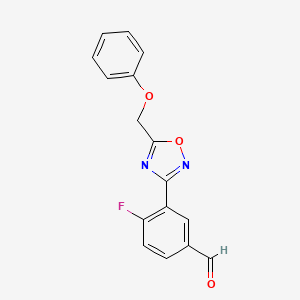 molecular formula C16H11FN2O3 B1328949 4-Fluoro-3-[5-(phenoxymethyl)-1,2,4-oxadiazol-3-yl]benzaldehyde CAS No. 1119452-65-1