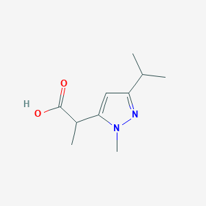 molecular formula C10H16N2O2 B13289731 2-[1-Methyl-3-(propan-2-yl)-1H-pyrazol-5-yl]propanoic acid 