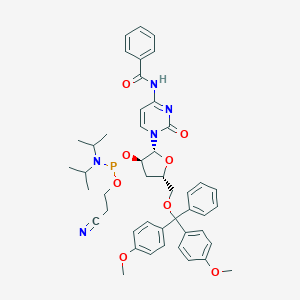 B132898 N-[1-[(2R,3R,5S)-5-[[Bis(4-methoxyphenyl)-phenylmethoxy]methyl]-3-[2-cyanoethoxy-[di(propan-2-yl)amino]phosphanyl]oxyoxolan-2-yl]-2-oxopyrimidin-4-yl]benzamide CAS No. 157327-96-3