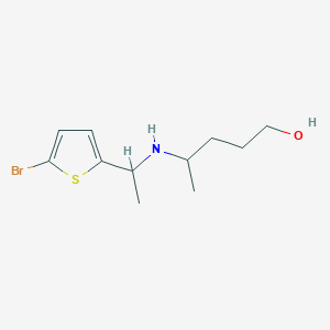 molecular formula C11H18BrNOS B13290098 4-{[1-(5-Bromothiophen-2-yl)ethyl]amino}pentan-1-ol 