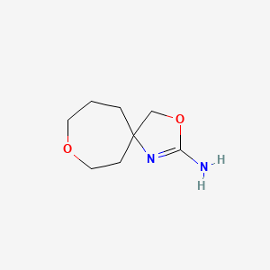 molecular formula C8H14N2O2 B13290329 3,8-Dioxa-1-azaspiro[4.6]undec-1-en-2-amine 