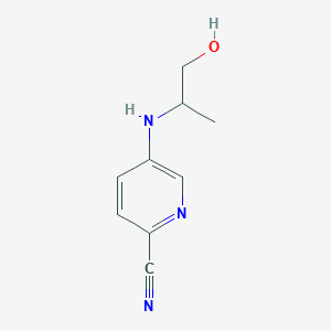 molecular formula C9H11N3O B13290427 5-[(1-Hydroxypropan-2-yl)amino]pyridine-2-carbonitrile 