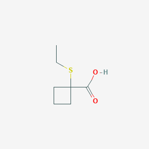 molecular formula C7H12O2S B13290737 1-(Ethylsulfanyl)cyclobutane-1-carboxylic acid 
