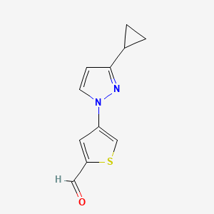 molecular formula C11H10N2OS B13290814 4-(3-Cyclopropyl-1H-pyrazol-1-YL)thiophene-2-carbaldehyde 