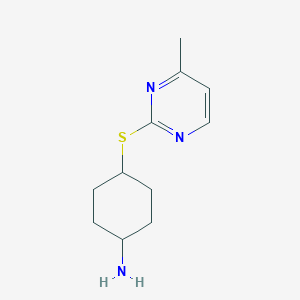 molecular formula C11H17N3S B13290863 4-[(4-Methylpyrimidin-2-YL)sulfanyl]cyclohexan-1-amine 
