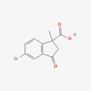 molecular formula C11H9BrO3 B13290870 5-Bromo-1-methyl-3-oxo-2,3-dihydro-1H-indene-1-carboxylic acid 