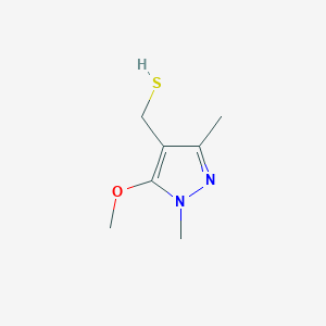 molecular formula C7H12N2OS B13290885 (5-Methoxy-1,3-dimethyl-1H-pyrazol-4-yl)methanethiol 