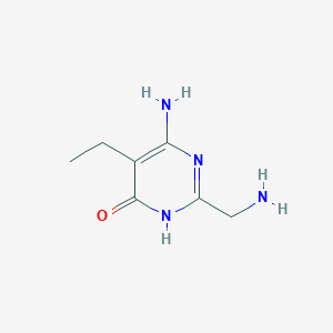 molecular formula C7H12N4O B13290902 6-Amino-2-(aminomethyl)-5-ethyl-3,4-dihydropyrimidin-4-one 