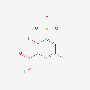 molecular formula C8H6F2O4S B13290914 2-Fluoro-3-(fluorosulfonyl)-5-methylbenzoic acid 