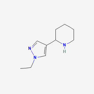 molecular formula C10H17N3 B13290921 2-(1-ethyl-1H-pyrazol-4-yl)piperidine 