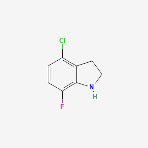 molecular formula C8H7ClFN B13290957 4-chloro-7-fluoro-2,3-dihydro-1H-indole 