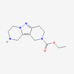 molecular formula C12H18N4O2 B13290973 Ethyl 4,7,8,12-tetraazatricyclo[7.4.0.0,2,7]trideca-1,8-diene-12-carboxylate 