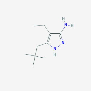 molecular formula C10H19N3 B13290986 3-(2,2-Dimethylpropyl)-4-ethyl-1H-pyrazol-5-amine 