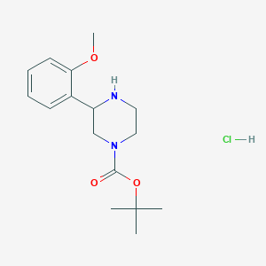 molecular formula C16H25ClN2O3 B13290991 tert-Butyl 3-(2-methoxyphenyl)piperazine-1-carboxylate hydrochloride 
