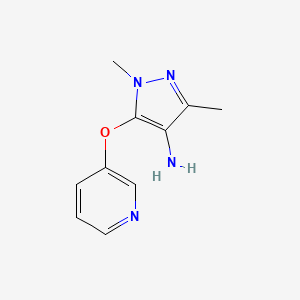 molecular formula C10H12N4O B13291000 1,3-Dimethyl-5-(pyridin-3-yloxy)-1h-pyrazol-4-amine 