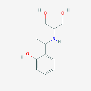 molecular formula C11H17NO3 B13291036 2-{[1-(2-Hydroxyphenyl)ethyl]amino}propane-1,3-diol 