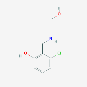 molecular formula C11H16ClNO2 B13291062 3-Chloro-2-{[(1-hydroxy-2-methylpropan-2-yl)amino]methyl}phenol 
