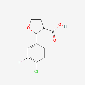molecular formula C11H10ClFO3 B13291075 2-(4-Chloro-3-fluorophenyl)oxolane-3-carboxylic acid 