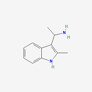 molecular formula C11H14N2 B13291079 1-(2-Methyl-1H-indol-3-YL)ethan-1-amine 