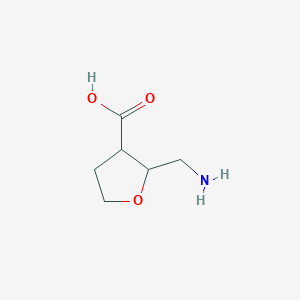 molecular formula C6H11NO3 B13291093 2-(Aminomethyl)oxolane-3-carboxylic acid 