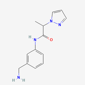 molecular formula C13H16N4O B13291139 N-[3-(Aminomethyl)phenyl]-2-(1H-pyrazol-1-YL)propanamide 