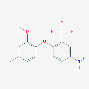 molecular formula C15H14F3NO2 B1329119 4-(2-Methoxy-4-methylphenoxy)-3-(trifluoromethyl)aniline CAS No. 946784-20-9