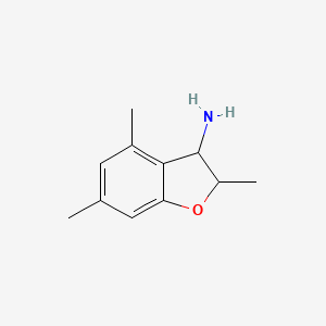 molecular formula C11H15NO B13291201 2,4,6-Trimethyl-2,3-dihydro-1-benzofuran-3-amine 