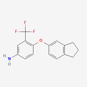 molecular formula C16H14F3NO B1329122 4-(2,3-Dihydro-1H-inden-5-yloxy)-3-(trifluoromethyl)phenylamine CAS No. 946784-24-3