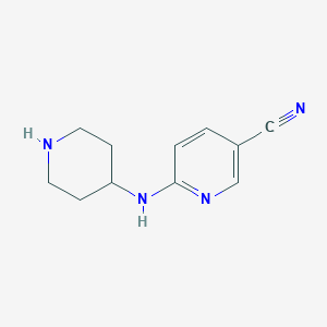 molecular formula C11H14N4 B13291238 6-(Piperidin-4-ylamino)-nicotinonitrile 